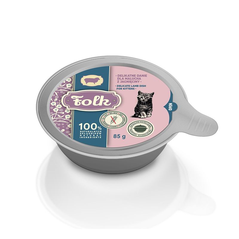 FOLK Karma mokra dla kota Kitten Delikatne danie dla malucha z jagnięciny szalka 85g