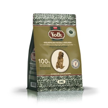FOLK Karma dla psów średnich i dużych ras z Kaczką i Królikiem (Wielkopolska Kaczka) 3 kg