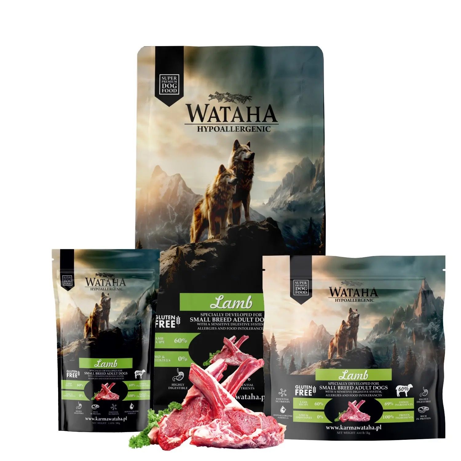WATAHA Hypoallergenic z Jagnięciną – Sucha Karma dla Dorosłych Psów Małych Ras 6kg