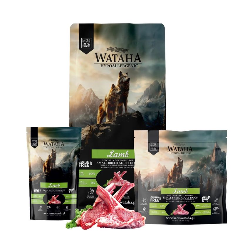 WATAHA Hypoallergenic z Jagnięciną – Sucha Karma dla Dorosłych Psów Małych Ras 500g