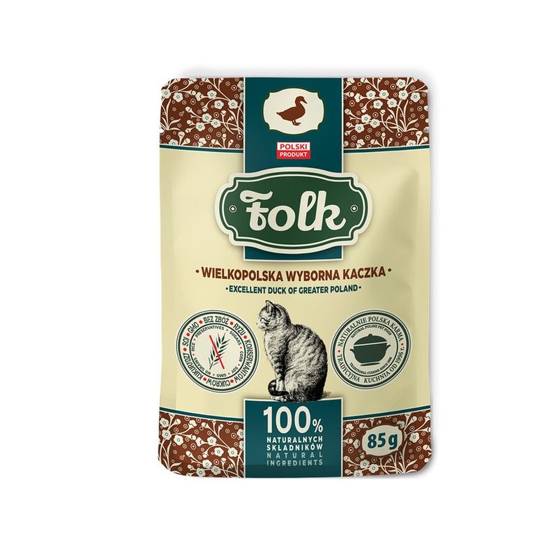 FOLK Karma mokra dla kota - Wielkopolska wyborna kaczka saszetka 85 g