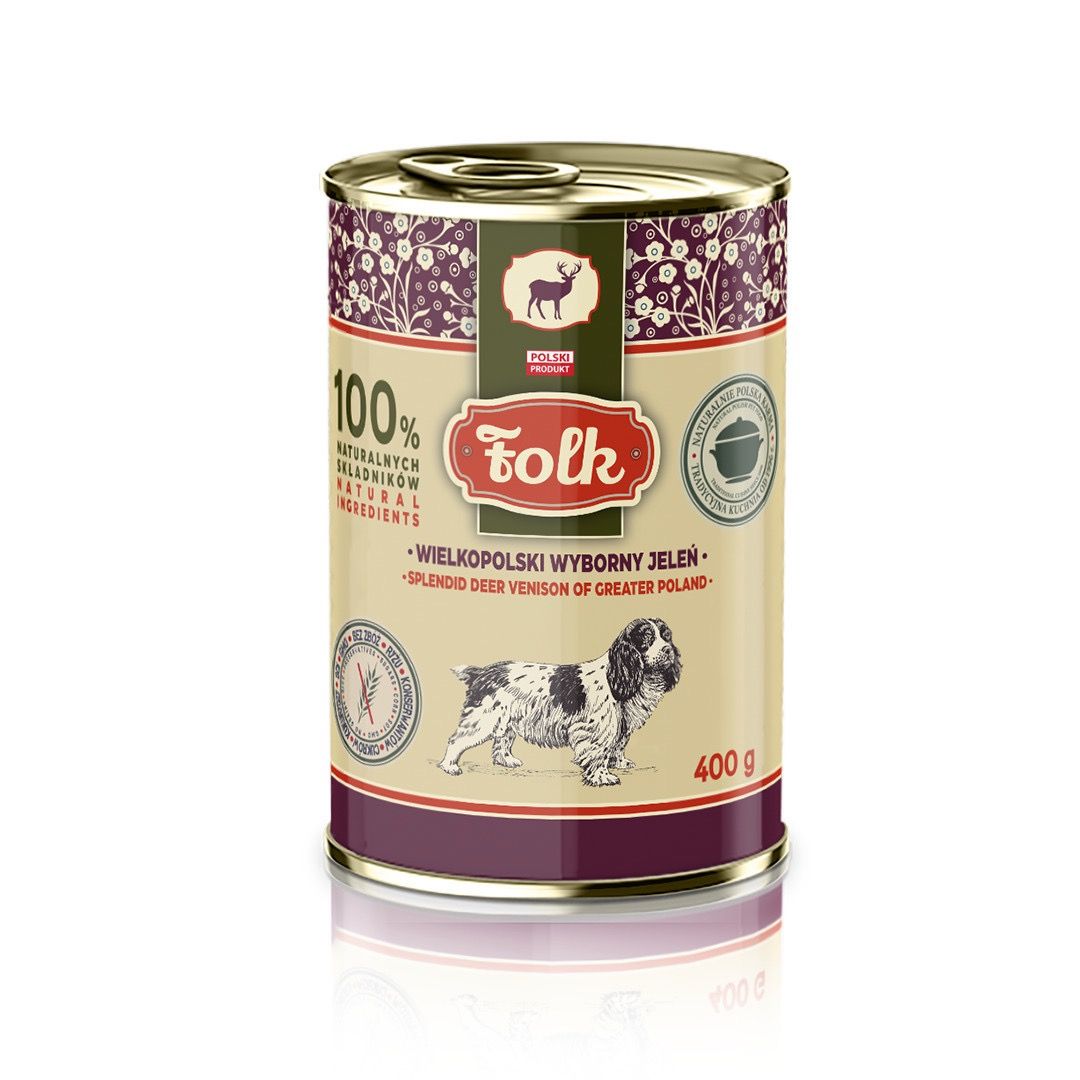 FOLK Karma mokra dla psa - Wielkopolski wyborny jeleń 400 g
