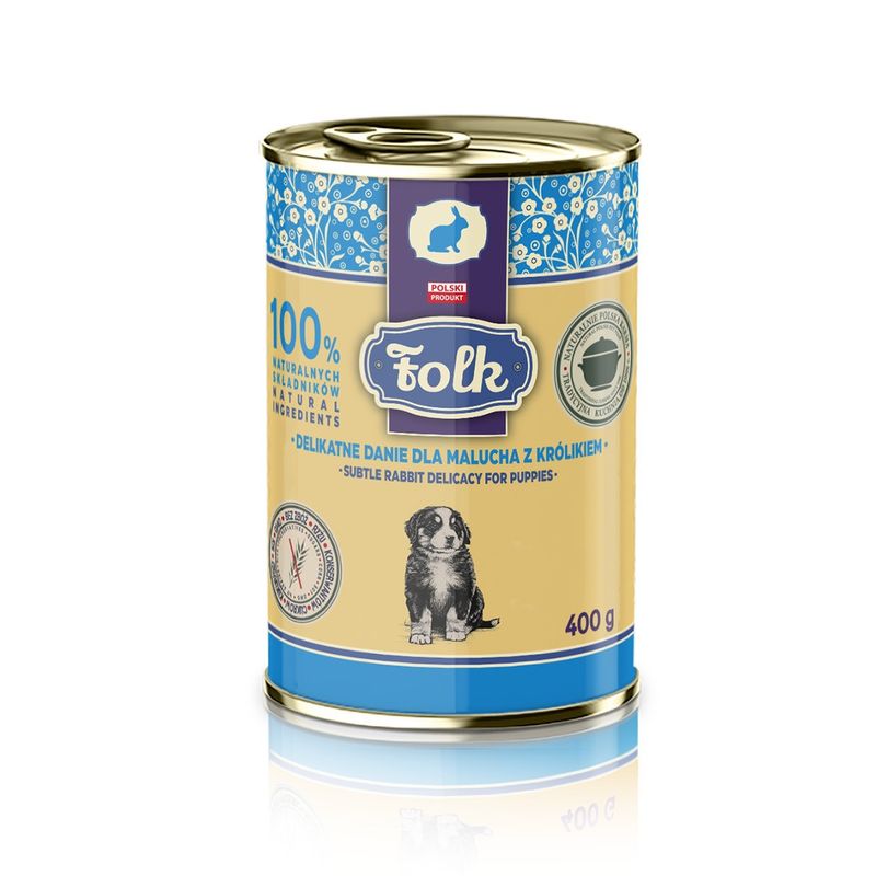 FOLK JUNIOR Karma mokra dla psa - Delikatne danie dla malucha z królikiem 400 g
