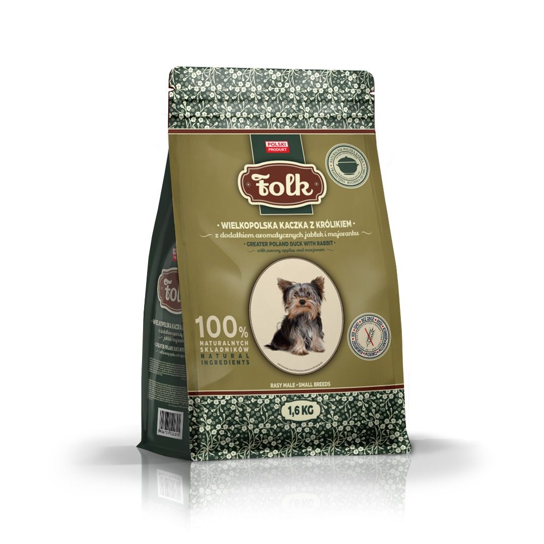 FOLK MINI: Karma dla małych ras z kaczką i królikiem (Wielkopolska kaczka) 1,6 kg