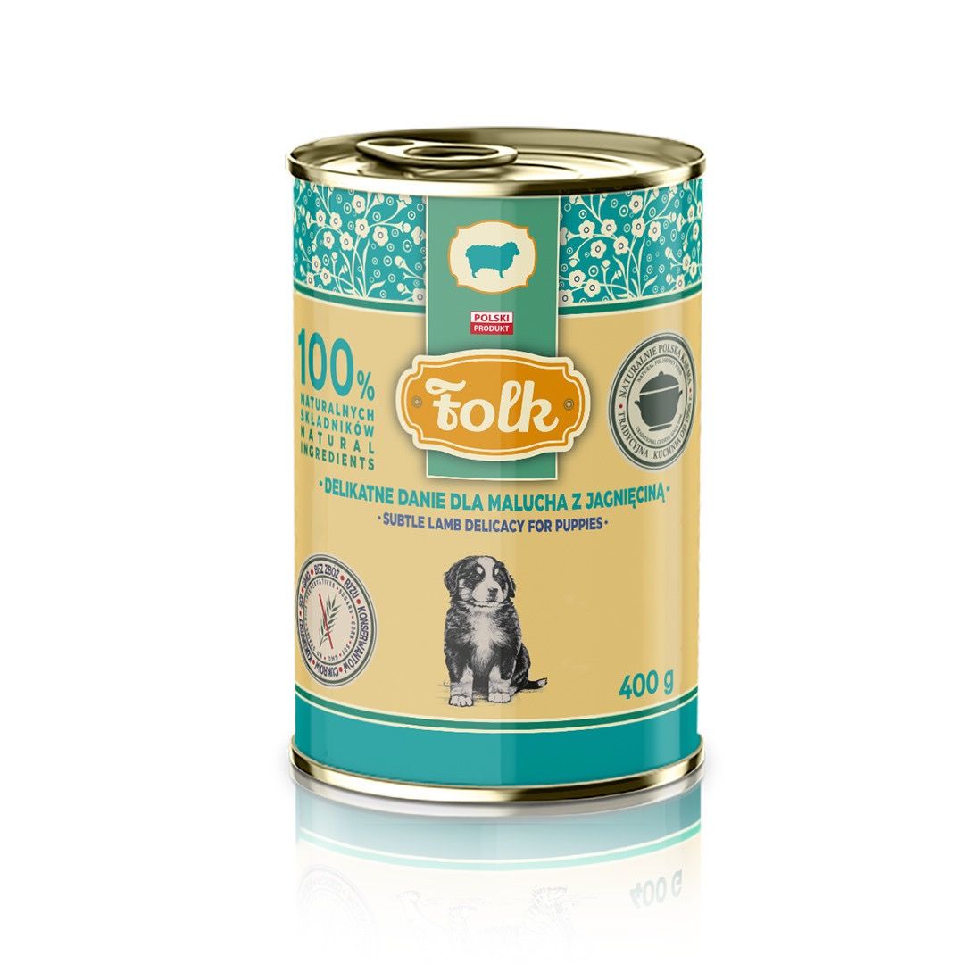 FOLK JUNIOR Karma mokra dla psa Delikatne danie dla malucha z jagnięciną 400 g