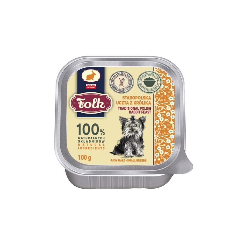 FOLK Karma mokra dla psa Mini Staropolska uczta z królika szalka 100 g