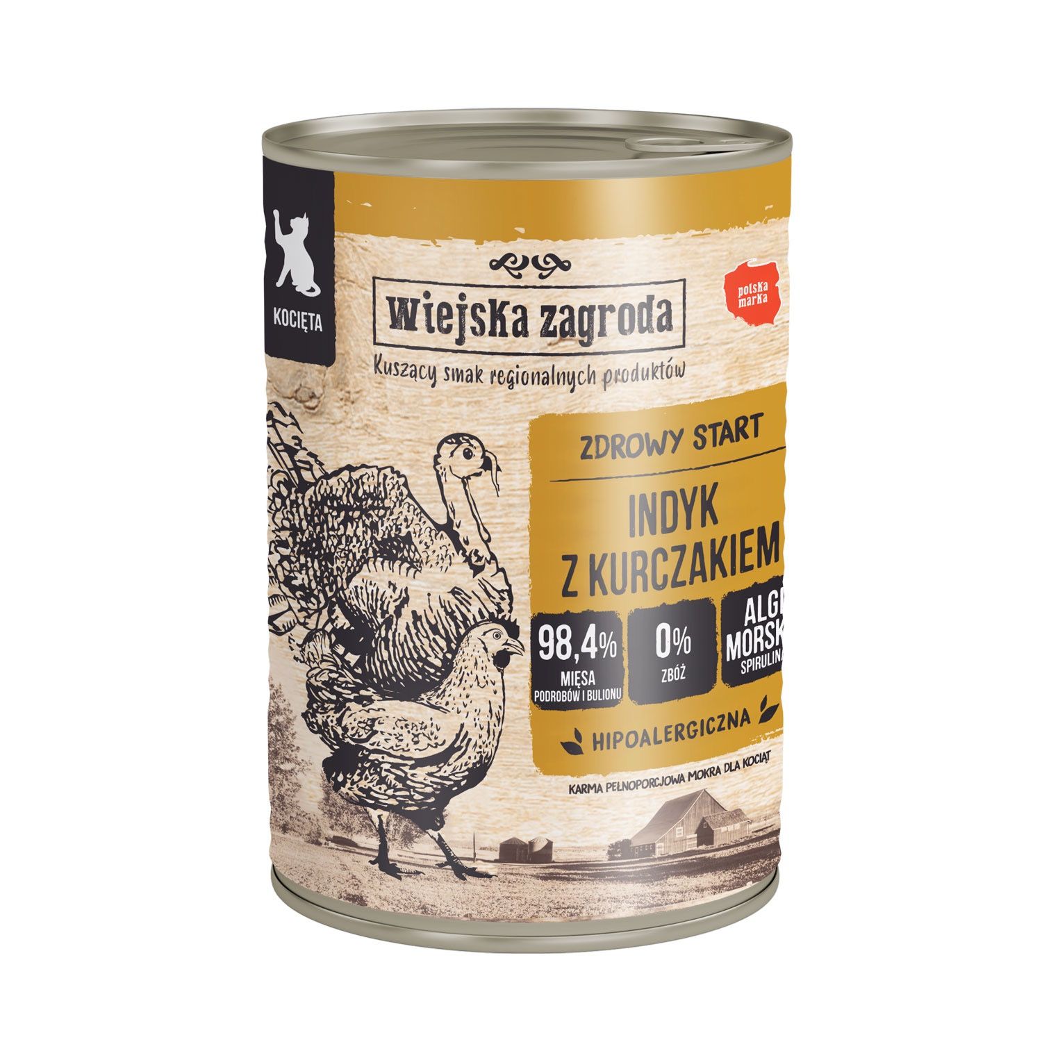 WIEJSKA ZAGRODA Karma mokra dla kota- Indyk z Kurczakiem 400 g (kociak)