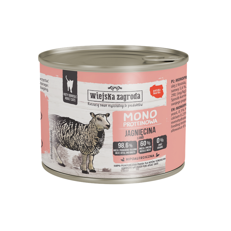 WIEJSKA ZAGRODA Karma mokra dla kota - Jagnięcina monoproteinowa 200 g