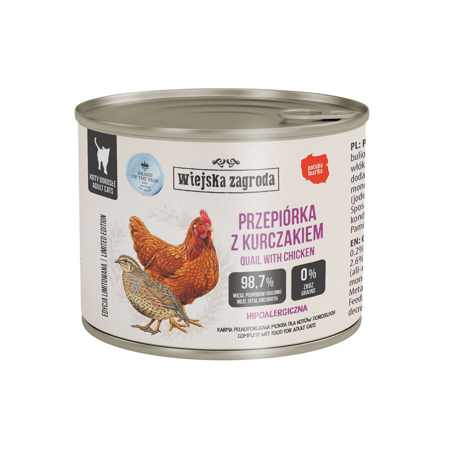 WIEJSKA ZAGRODA - Karma mokra dla kota - Przepiórka z kurczakiem (dorosły) 180g