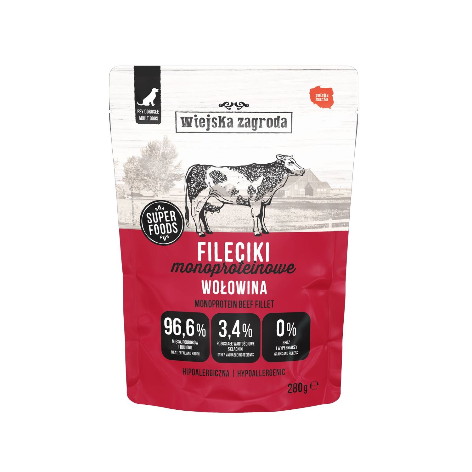 WIEJSKA ZAGRODA Fileciki Wołowina Monoproteinowa 280g