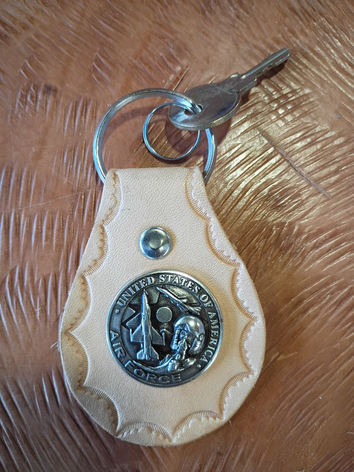 US Air Force Leather Key Fob (Natural Leather)