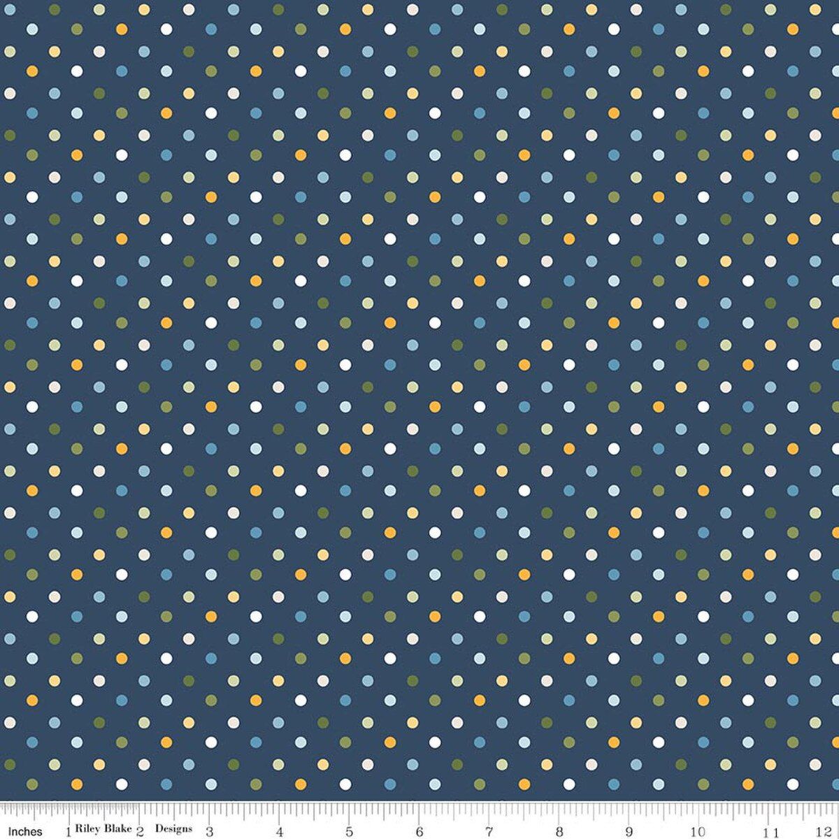 Sunshine &amp; Dandelion Navy Dots