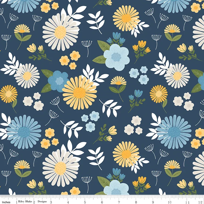 Sunshine &amp; Dandelion Navy Floral