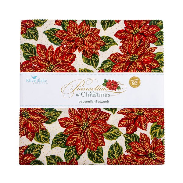 Poinsettias at Christmas Layer Cake