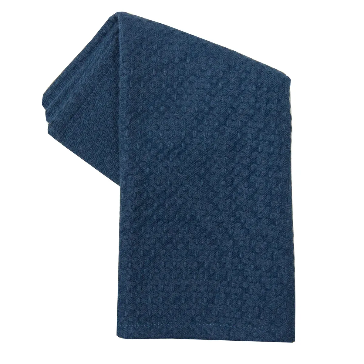 Solid Navy Waffle Tea Towel