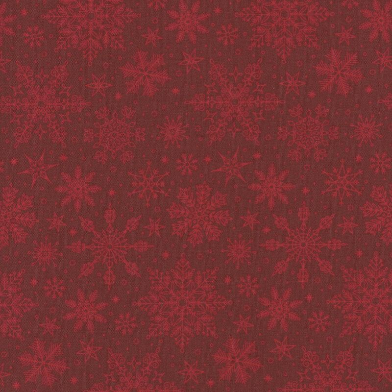 Poinsettias at Christmas Snowflakes Red