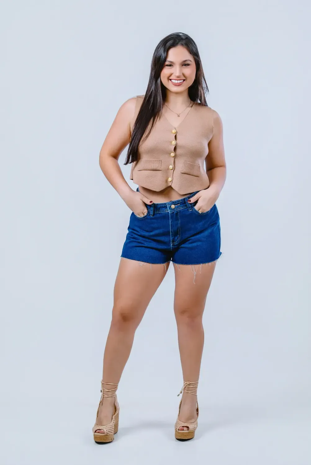 Woman wearing the Nexum 100% Laser Denim Short