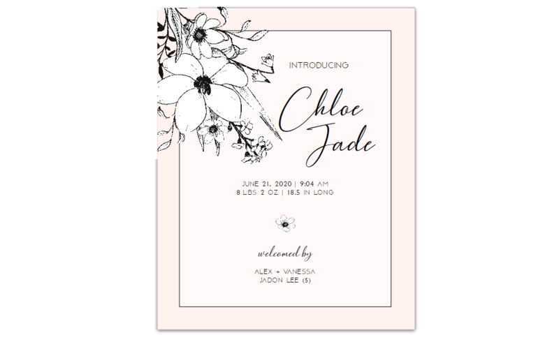 Chloe Birth Announcement