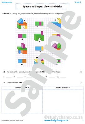 Grade 4 Mathematics worksheet: Views and Grids