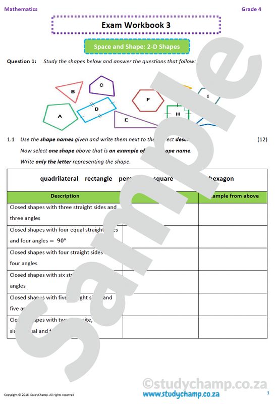 Grade 4 Maths Year-end Exam workbook 3: Space and Shape