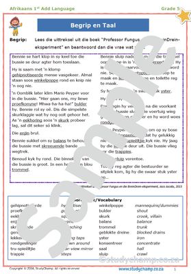 Grade 7 Afrikaans Begrip en Taal: Professor Fungus