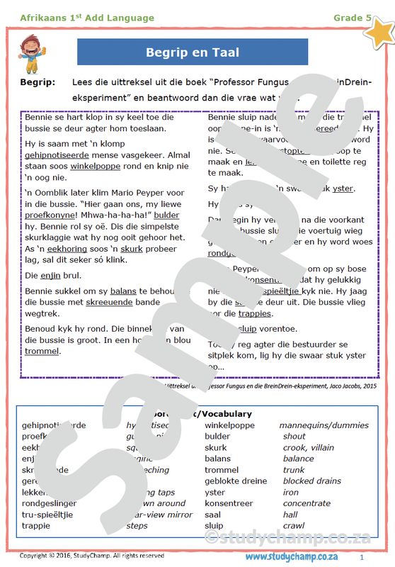 Grade 7 Afrikaans Begrip en Taal: Professor Fungus