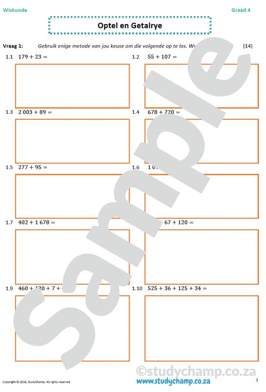 Graad 4 Wiskunde: Optel en Getalrye
