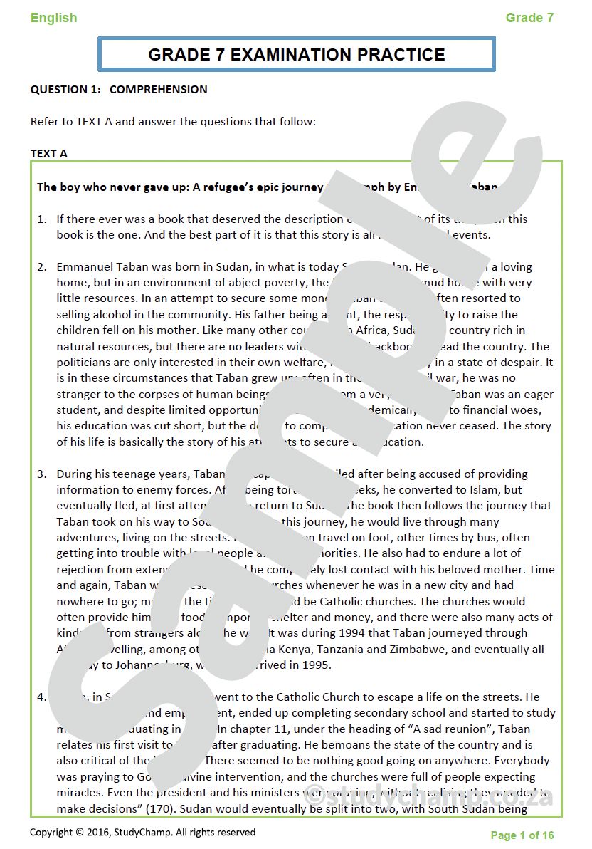 Grade 7 English Home Language Bundle