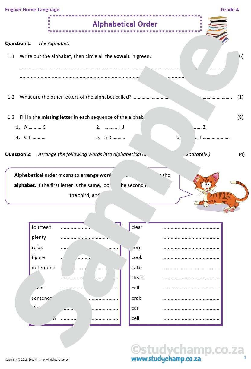 Grade 4 English: Alphabetical order