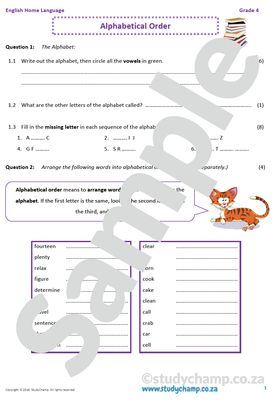 Grade 4 English: Alphabetical order