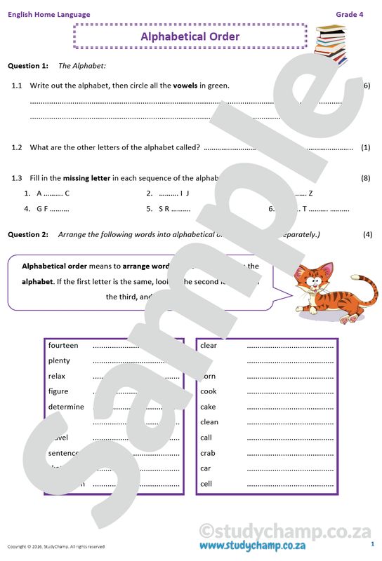 Grade 4 English: Alphabetical order