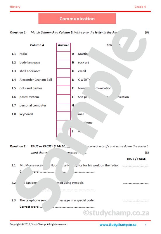 Grade 4 History Test: Communication