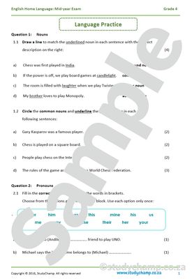 Grade 4 English Mid-Year Exam workbook: Language and Grammar