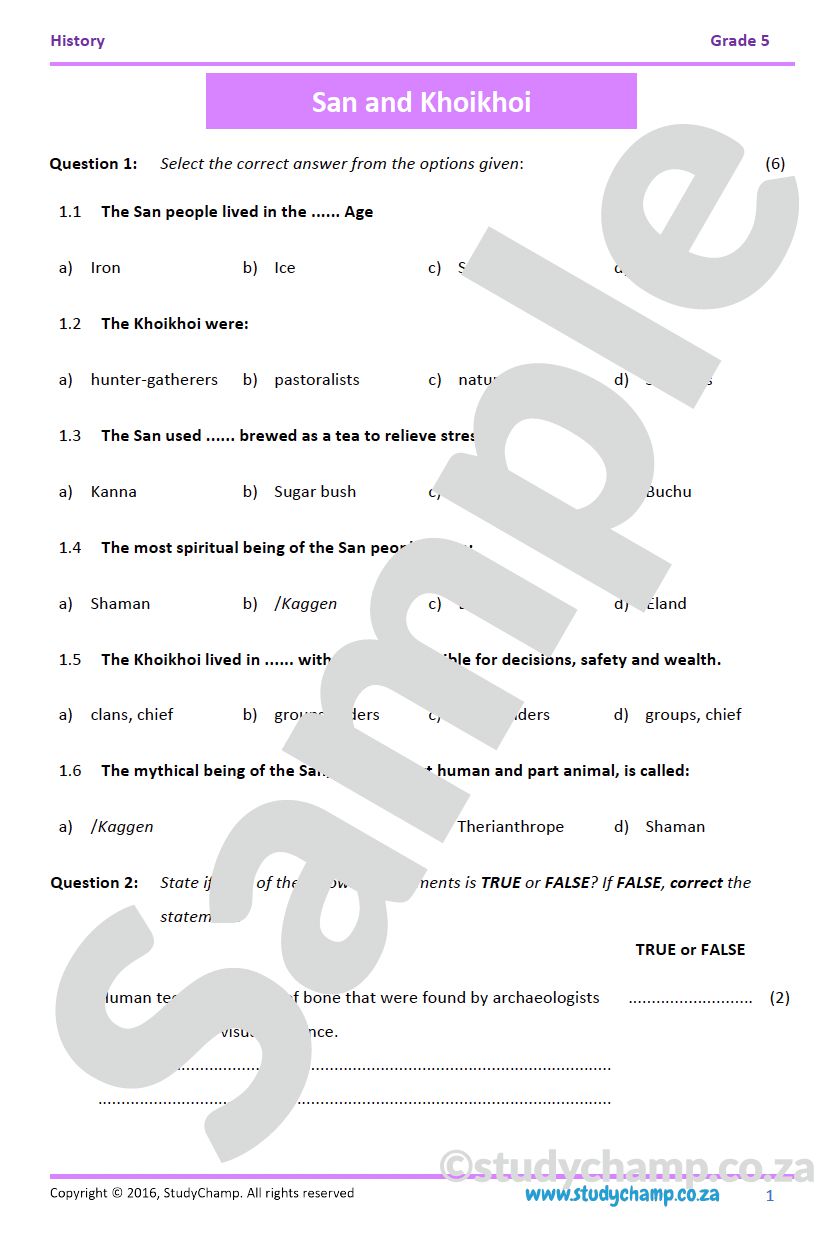 Grade 5 History: Year-end Exam Workbook
