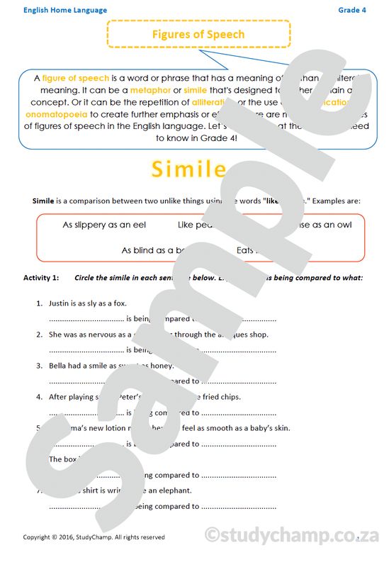 Grade 4 English: Figures of Speech
