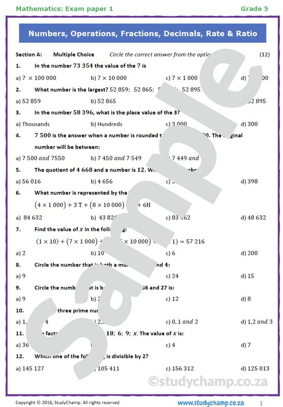 Grade 5 Mathematics Year-End Exam: Paper 1