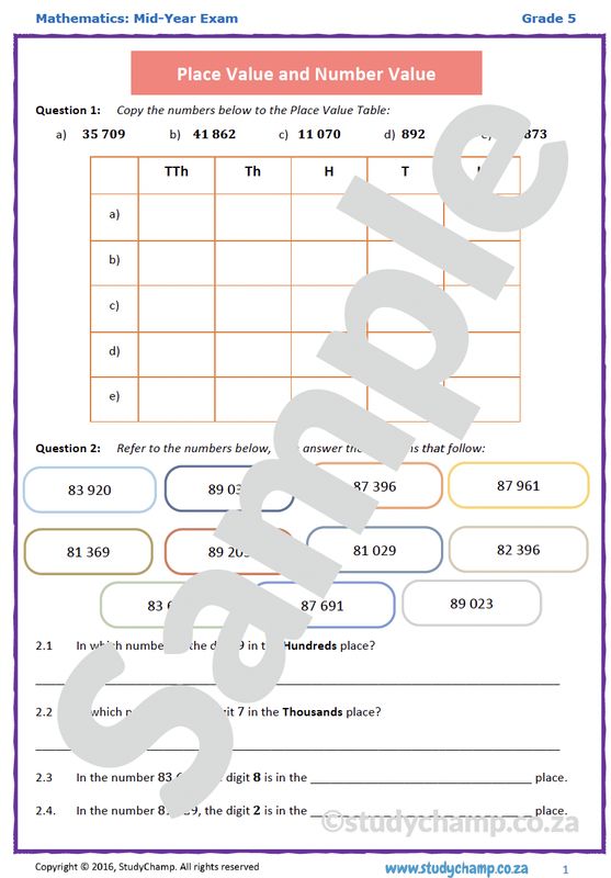 Grade 5 Mathematics Mid-Year Exam: Workbook 1