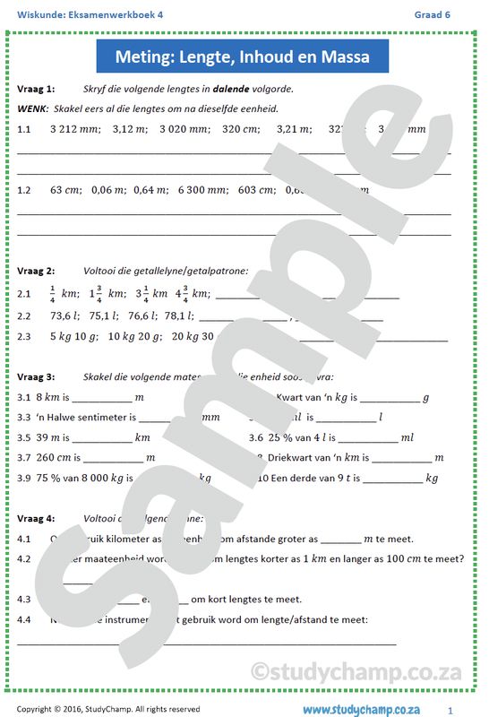 Graad 6 Wiskunde Jaareind Hersiening: Werkboek 4
