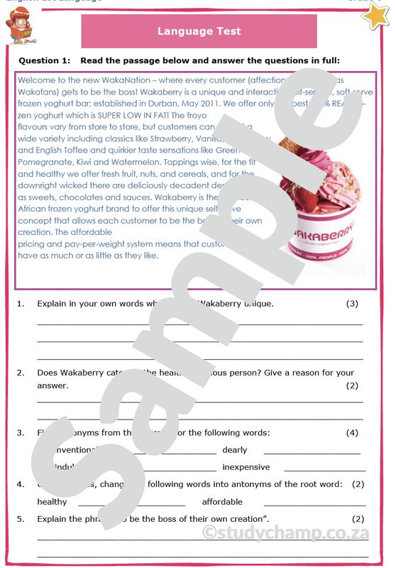 Grade 6 English Test: Wakaberry