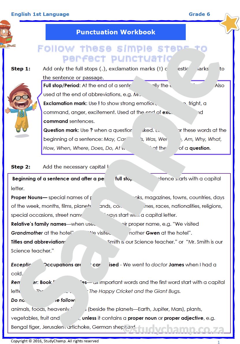 Grade 6 English Worksheet: Punctuation
