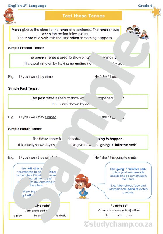 Grade 6 English Worksheet: Tenses of the Verb