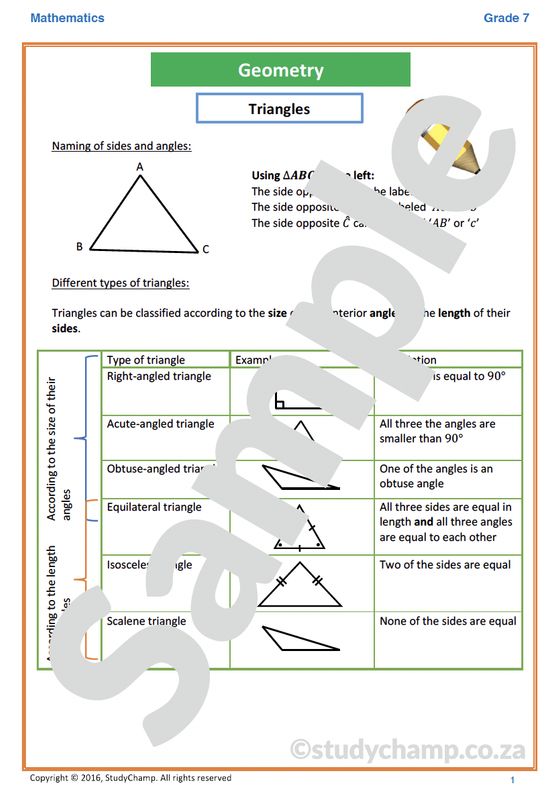 Grade 7 Mathematics Worksheet: Geometry - Triangles and Circles
