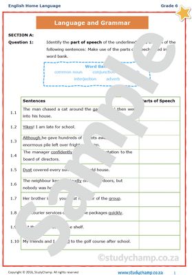 Grade 6 English Test: Language and Grammar