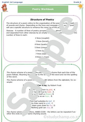 Grade 6 English Worksheet: Poetry