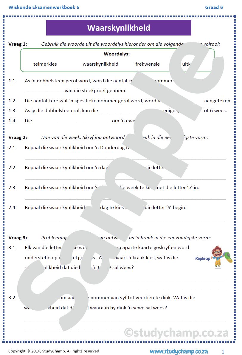 Graad 6 Wiskunde Jaareind Hersiening: Werkboeke 1 tot 6