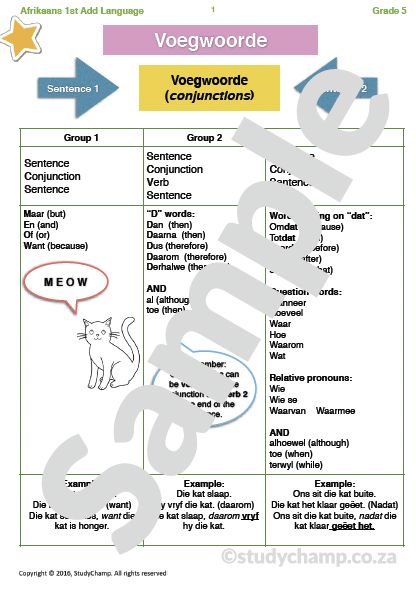 Grade 5 Afrikaans: Voegwoorde