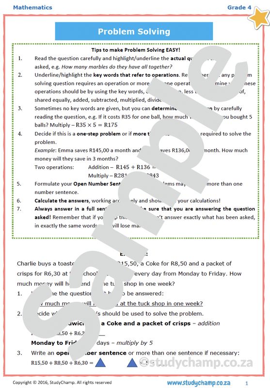 Grade 4 Mathematics worksheet: Problem solving