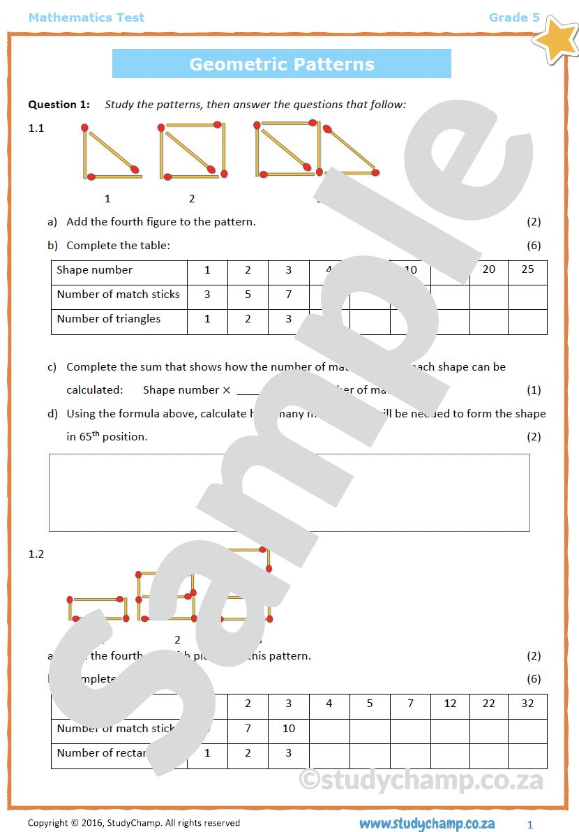 Grade 5 Mathematics Test: Mixed Concepts 3