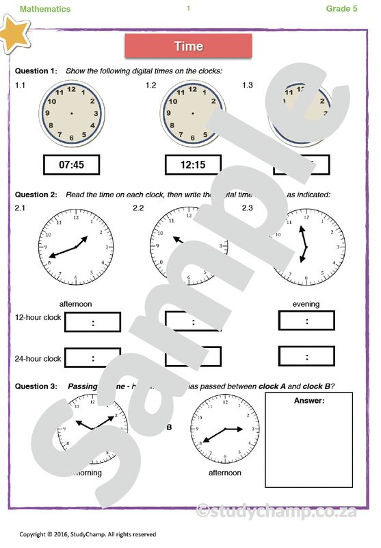 Grade 5 Mathematics Worksheet: Measurement - Time and Calendar