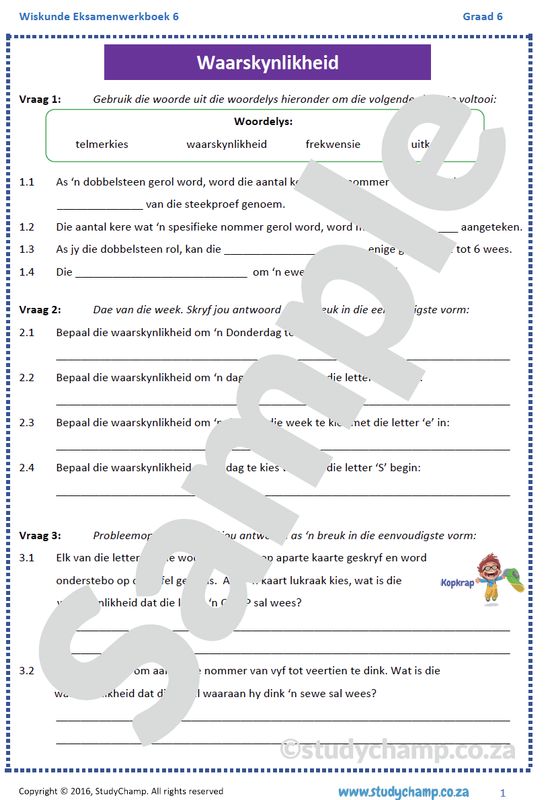 Graad 6 Wiskunde Jaareind Hersiening: Werkboek 6